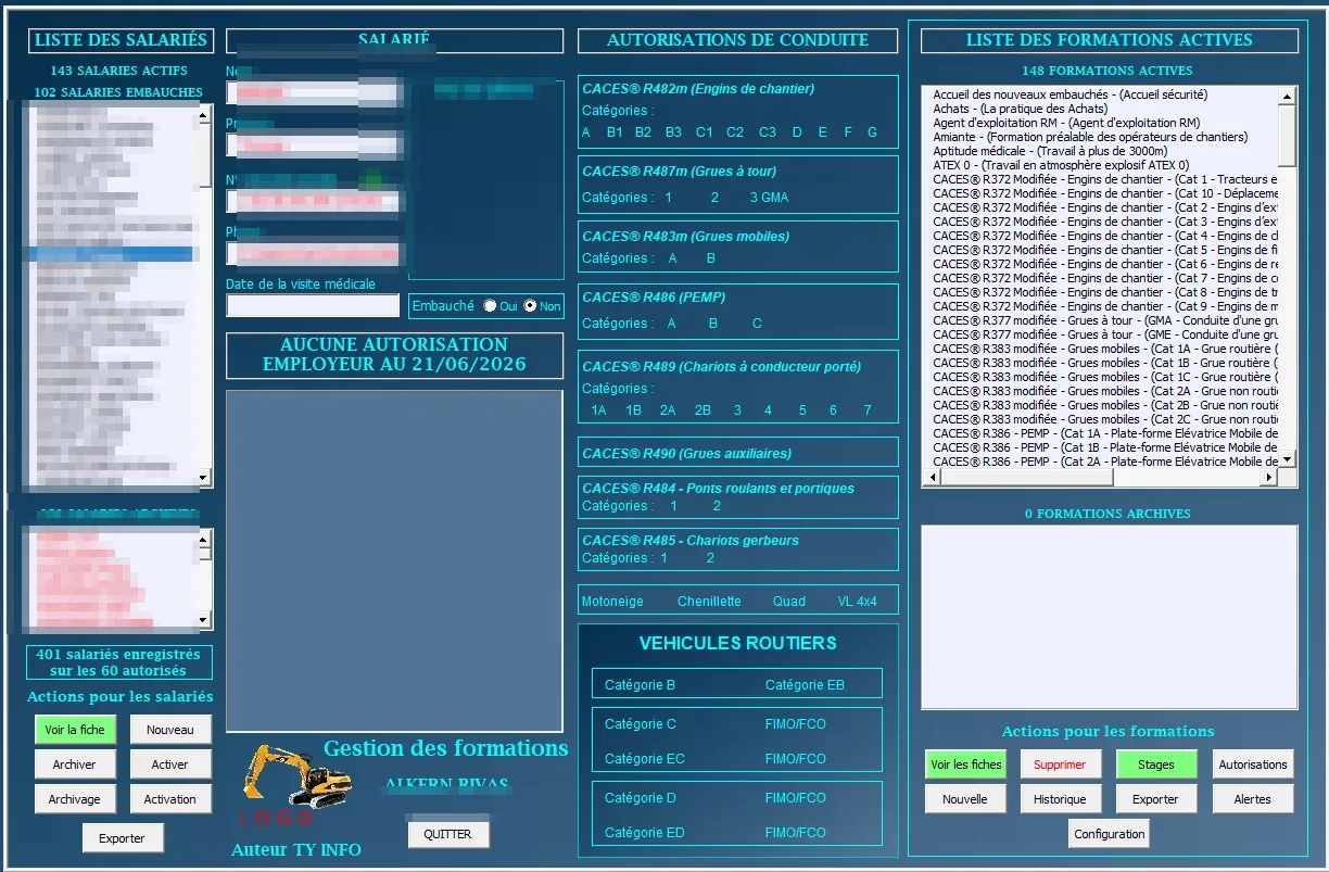 Application de gestion des formations et autorisations